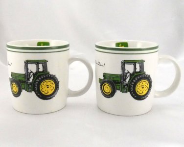 John Deere Tractor Coffee Mugs Licensed by Gibson Ceramic 10oz ~ Lot of 2