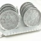 EVERLAST Forged Aluminum Vintage Eight Coaster Dogwood Pattern Set & Carry Stand