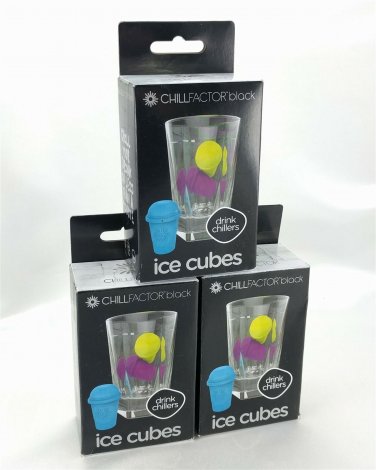 Chill Factor Black Drink Chillers Reusable Ice Cubes ~ Lot of 3 Boxes of 3 Each