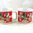 Campbell's Kids Soup Mugs Vintage 1998 Houston Harvest Winter Christmas Set of 2