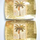 Presidio Palm Tree Platters Melamine 12" x 9" Tiki Bar Serving Plates ~ Lot of 2