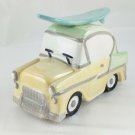 Surfs Up '55 Chevy Ceramic Coin Piggy Bank Pastel Green Yellow Blue Woody Wagon