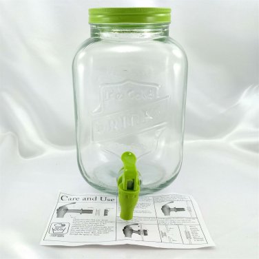 Stay Cool Sun Tea Square Beverage Dispenser Embossed w/ Tin Lid - New Old Stock