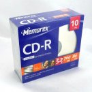 Memorex 10PK Recordable CD-R 52x 700MB 80min 10-Pack w/ Slimline Jewel Case