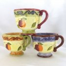 Medici Tabletops Unlimited Soup Cups Green Purple Beige Footed Base ~ Set of 3