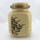 Vintage Pottery Craft USA Stoneware Beige Jar 804 w/ Floral Leaf Design & Lid