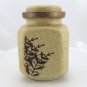 Vintage Pottery Craft USA Stoneware Beige Jar 804 w/ Floral Leaf Design & Lid