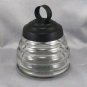 Heavy Glass Beehive Trinket Jar w/ Metal Lid Vintage Candy Keepsake Canister