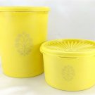 Tupperware Servalier 809 1298 Canisters Yellow & Lids ~ Set of 2 Made in the USA