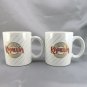 KAHLUA Ceramic Coffee Mugs 10oz Striped Red Gold Logo ~ Set of 2