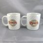 KAHLUA Ceramic Coffee Mugs 10oz Striped Red Gold Logo ~ Set of 2