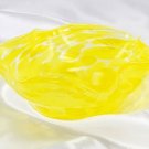 Easter Yellow Cased Glass Candy Dish w/ Ruffled Edge