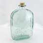Vintage Embossed Whiskey Flask Decorative Green Glass Cork Bottle 8.5" x 5.5"