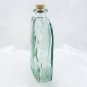 Vintage Embossed Whiskey Flask Decorative Green Glass Cork Bottle 8.5" x 5.5"