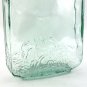 Vintage Embossed Whiskey Flask Decorative Green Glass Cork Bottle 8.5" x 5.5"