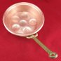 Copper Egg Pan Vintage 6" Round with Long Riveted Steep Hammered Brass Handle