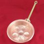 Copper Egg Pan Vintage 6" Round with Long Riveted Steep Hammered Brass Handle