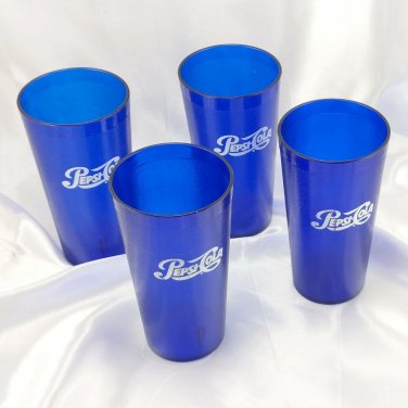 Cobalt Blue Pepsi~Cola Break Resistant Tumblers 16oz ~ Set of 4 ~ Made in USA