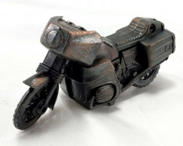 Vintage Motorcycle Metal Pencil Sharpener Bronze Tone ~ Moving Wheels & Steering