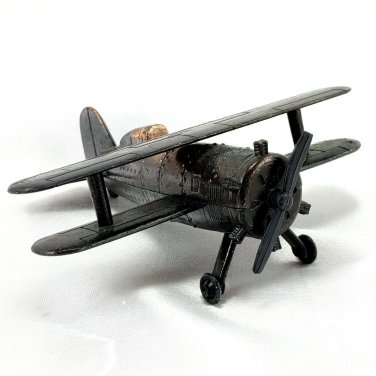 Vintage Biplane Metal Pencil Sharpener Bronze Tone ~ Propeller Turns
