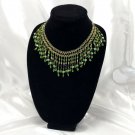 Elegant Black Gold Beige Beaded Waterfall 1920s Style Flapper Necklace