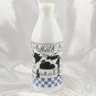 Decorative Milk Glass Bottle Quart Farmhouse Cottage Cow Meadow Scene