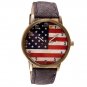 American Flag pattern Leather Band Analog Quartz Vogue Wrist Watches