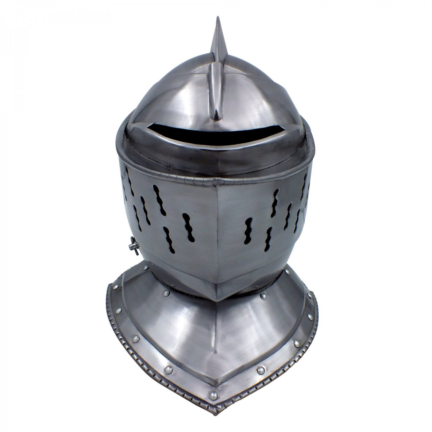 Medieval European Knight's Helmet with Visor and Leather Liner