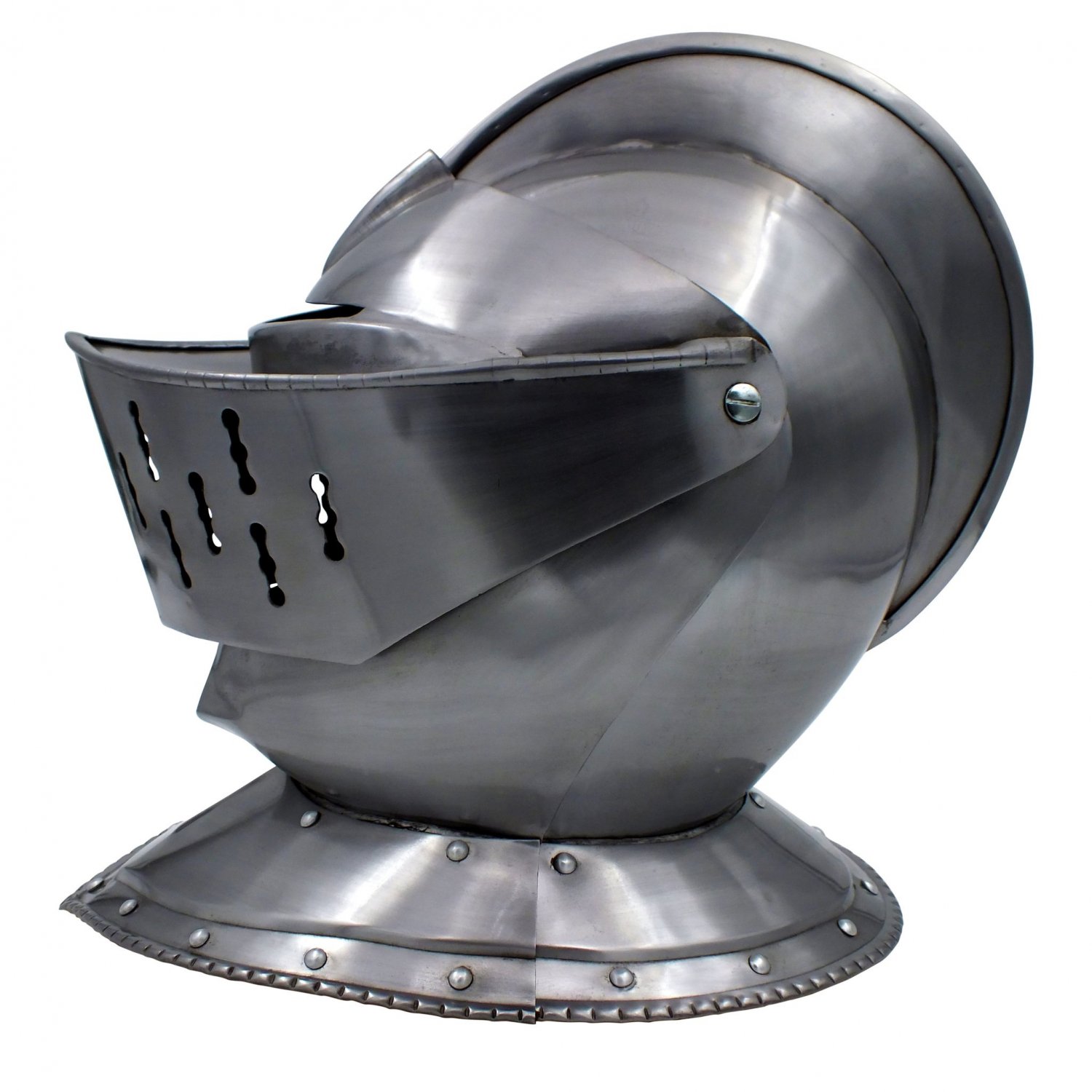 Medieval European Knight’s Helmet with Visor and Leather Liner