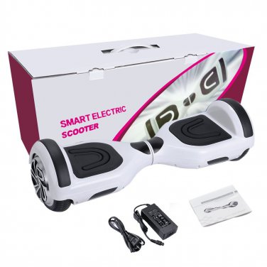 GlareWheel White Hoverboard Built-In Bluetooth Speaker- UL2272 Certified