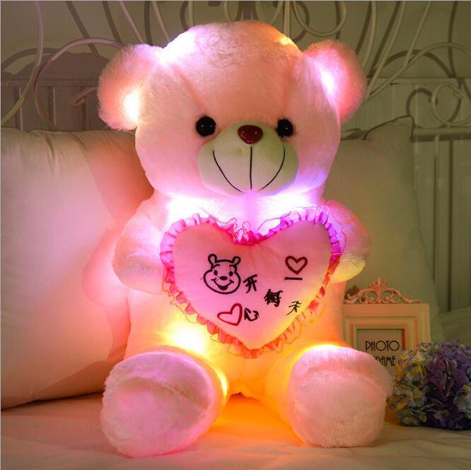 Teddy Bear Doll Plush Toy Luminous Teddy Bear Pink Fabric Doll Birthday Gift, Height 70cm