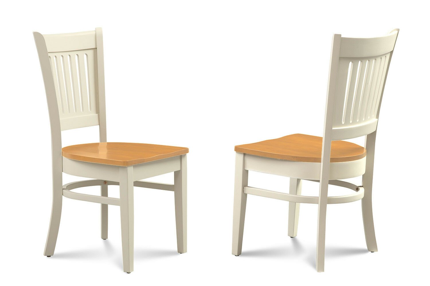 SET OF 6 DINING KITCHEN SIDE CHAIRS w/ WOOD SEATS IN TWO TONE FINISH