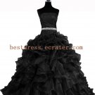 Beautiful Black Ruffles Ball Gown Wedding Dress