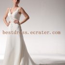 V-neckline Embroidery Chiffon Beach Wedding Dress