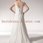 V-neckline Embroidery Chiffon Beach Wedding Dress