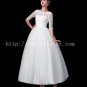 Cheap 50s Belle Length Lace Wedding Dress with 1/2 Long Sleeves