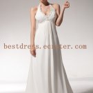 Simple Halter Open Back Summer Wedding Dress