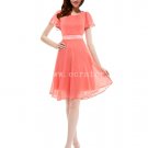 Coral Short Butterfly Sleeves Semi Formal Dresses