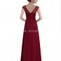 Beautiful Burgundy Illusion Neckline Evening Dress