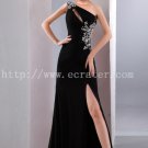 Sexy Black One Shoulder Prom Dress with Slit
