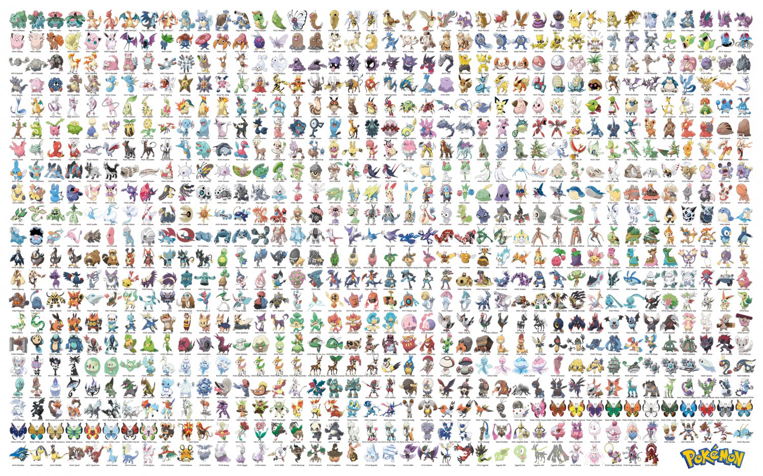 All Pokemons Chart 24"x43" (60cm/110cm) Canvas Print