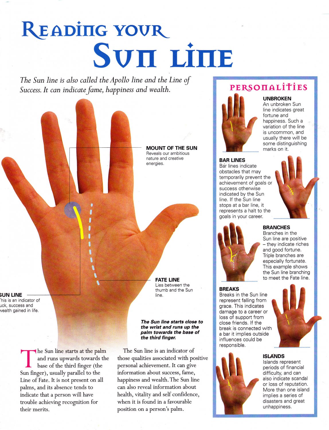 Reading your Sun Line Palmistry Chart 18"x28" (45cm/70cm) Poster
