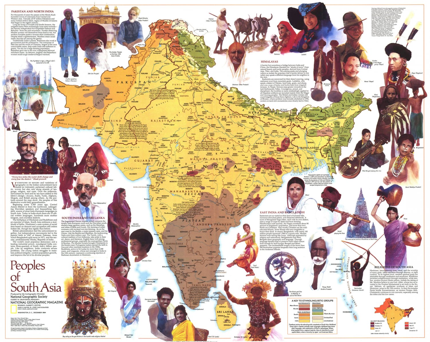 Peoples of South Asia Chart  18"x28" (45cm/70cm) Canvas Print
