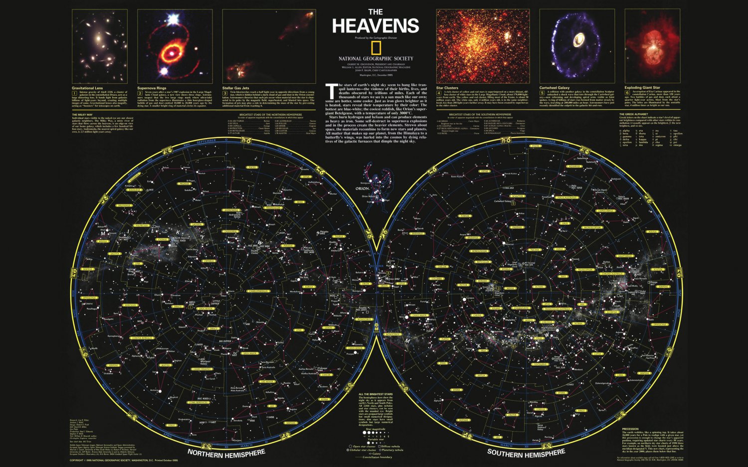 The Heavens Wall Map Chart 18"x28" (45cm/70cm) Canvas Print