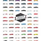 A Collection of Classic American Automobiles Chart  18"x28" (45cm/70cm) Canvas Print