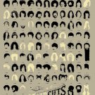 A Visual Compendium of Notable Haircuts in Popular Music Chart  18"x28" (45cm/70cm) Canvas Print
