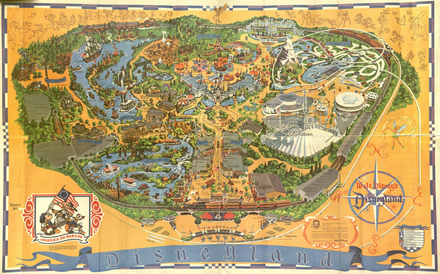 Disneyland Map  13"x19" (32cm/49cm) Polyester Fabric Poster