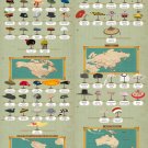 Around the World in 80 Hats Chart  18"x28" (45cm/70cm) Poster