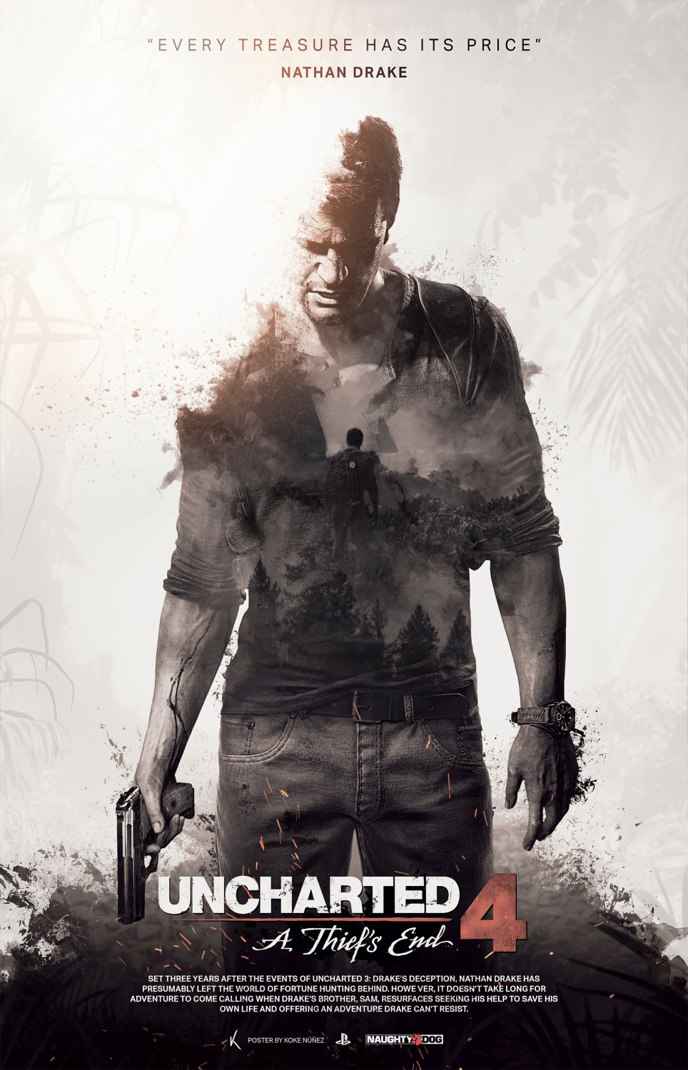 Uncharted 4 a Thief's End Game 13"x19" (32cm/49cm) Polyester Fabric Poster