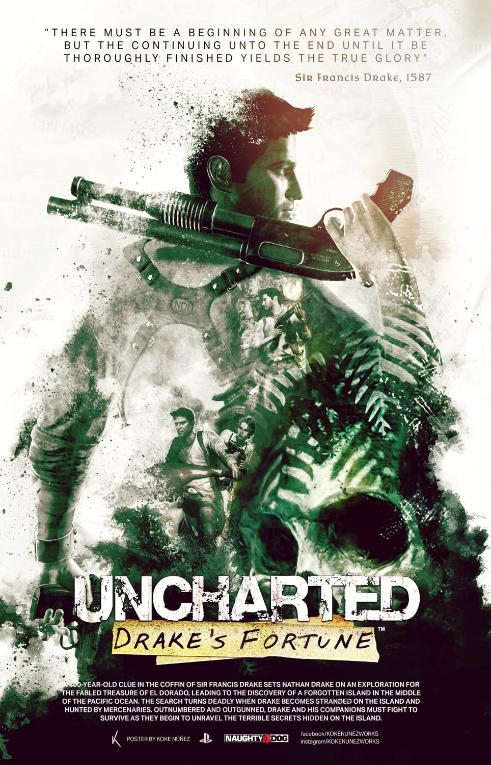 Uncharted Drake's Fortune Game 13"x19" (32cm/49cm) Polyester Fabric Poster